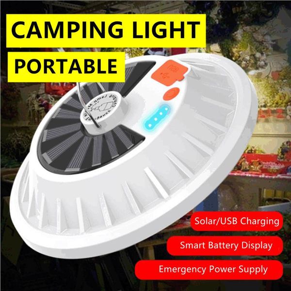 

portable lanterns 120leds lantern outdoor remote control camping lamp rechargeable solar powered night market light emergency power bank