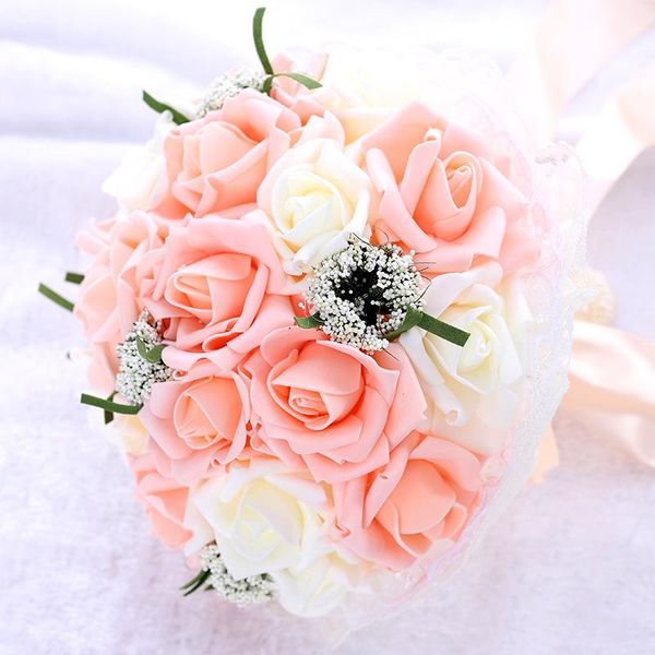 

artificial flowers bride holding bouquets rolled rose wreath wedding decoration pography props bridesmaid decorative & wreaths