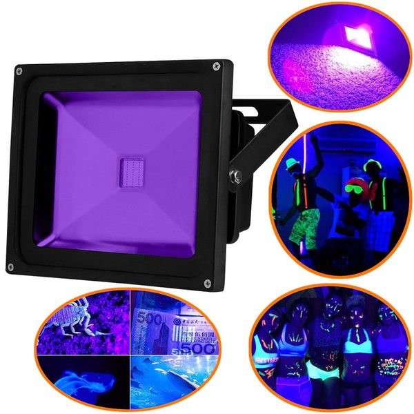 2021 Light Black Light, luce di inondazione LED UV ultravioletta ad alta potenza impermeabile per forniture per feste Blacklight, bagliore al neon