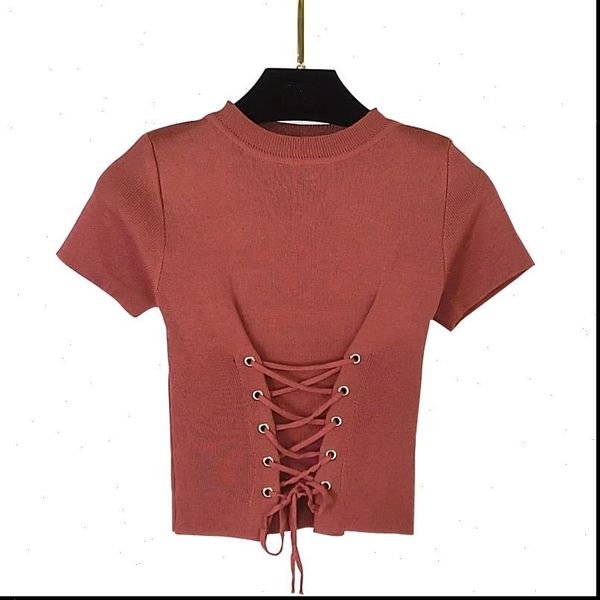 

womens sweaters summer women crop knitted short sleeve o neck slim up pullovers pink black white red, White;black