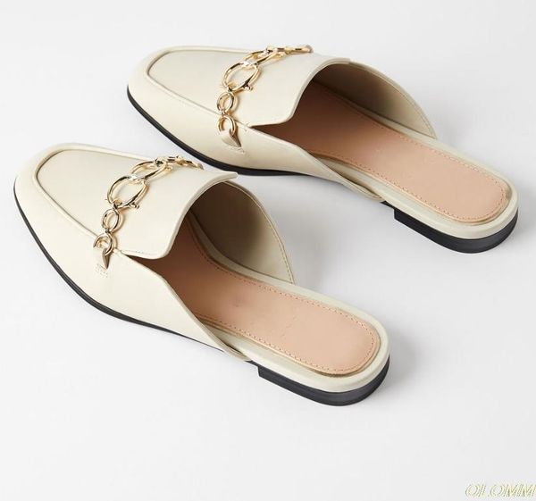 

women summer slippers plus size 36-40 fashion chian decoration flat outside ladies casual mules slides shoes, Black