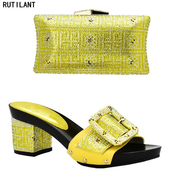 

yellow color italian matching shoe and bag set for wedding nigerian party in women dress shoes, Black