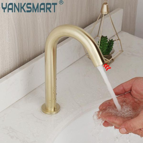 

bathroom sink faucets yanksmart gold nickel faucet basin deck mounted touch automatic inflated sensor washbasin water tap