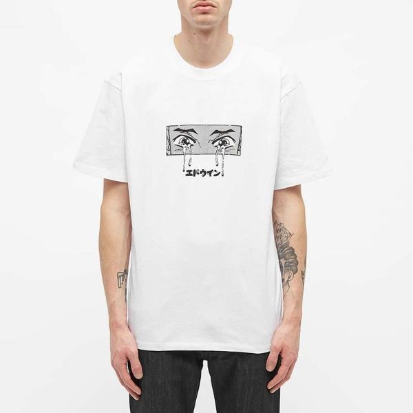

men's t-shirts edwin sad summer men print short sleeve shirt, White;black