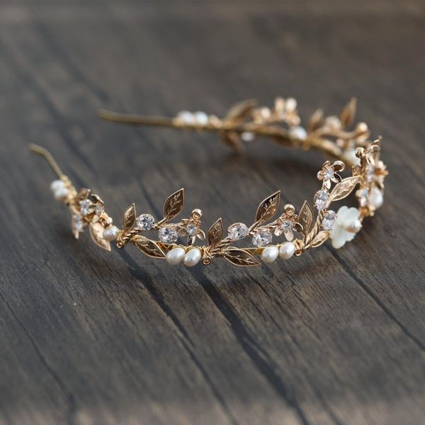 

hair clips & barrettes wedding accessories freshwater pearls zircon headbands headpieces vintage gold tiaras crowns brides combs bridal jewe, Golden;silver