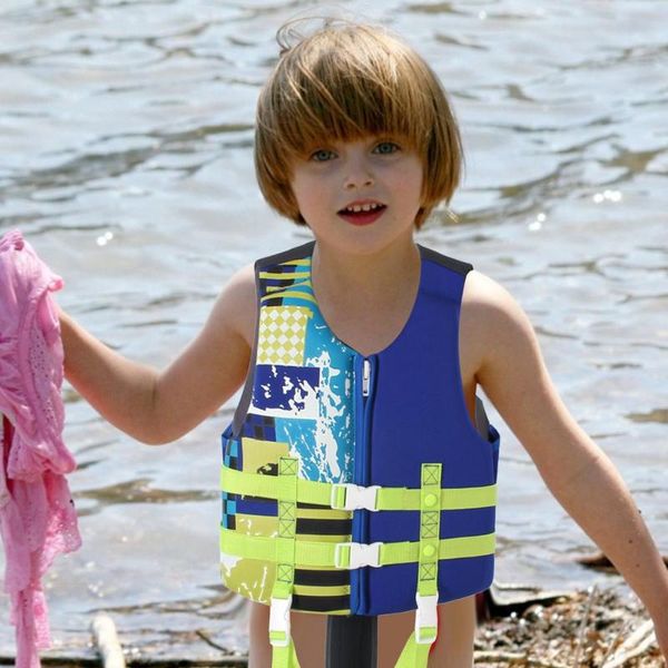 

life vest & buoy child float jacket kids swim ski flotation adjustable safety strap children swimwear age 4-12 years