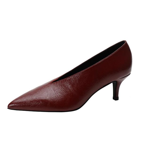 

white heels pointed v mouth single shoes slip-on big yards grandma high women fashion fine heel black wine red work pumps dress