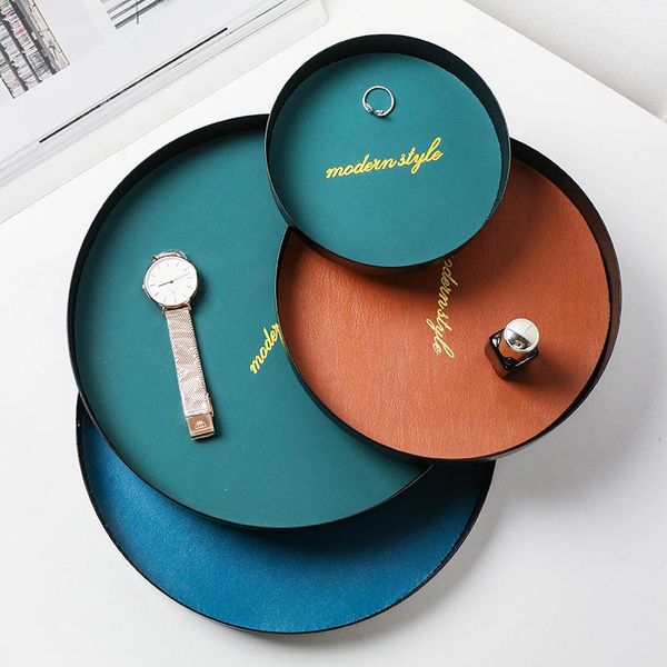 

kitchen storage & organization european style black tray with leather mat iron jewelry plate dessert coffee display holders creative decorat
