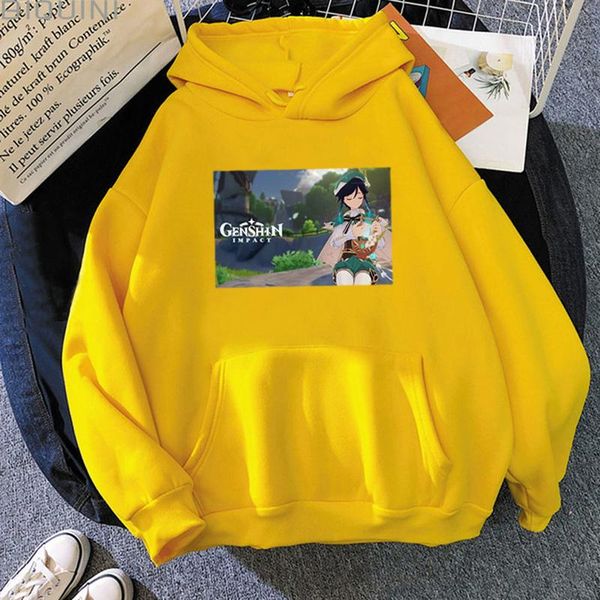 

men's hoodies & sweatshirts game genshin impact women men print pullovers streetwear plus size hip hop cotton 300, Black