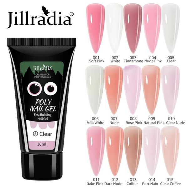 

nail gel jillradia poly uv polish for manicure tools builder extension 30 ml acrylic varnish nails art design, Red;pink