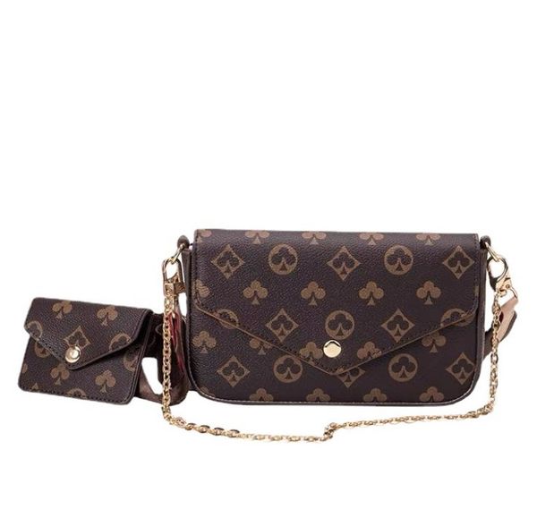 

women crossbody bag 2pcs/set favorite multi pochette accessories messenger purse womens handbag brown grid fashion shoulder bags