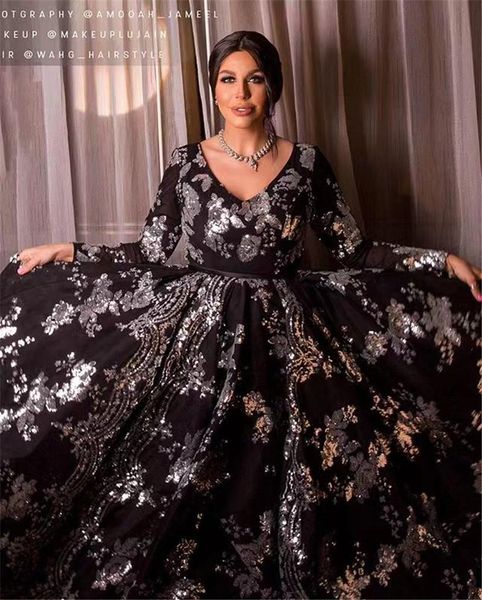 

women's sequined maxi dress fashion long sleeve v-neck large hem mesh solid color event formal casual dresses, Black;gray