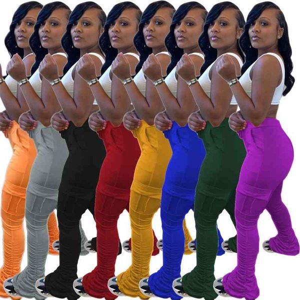 

c3018 women's home leisure folding zou sports pants, Black