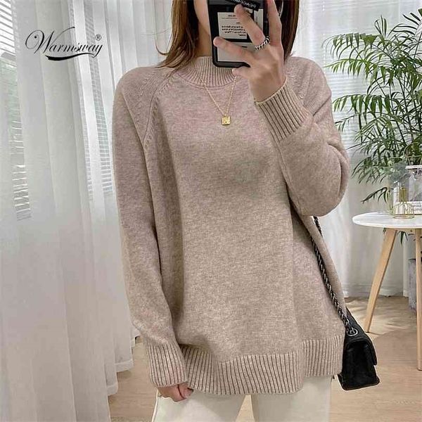 

women mock neck pullovers sweater oversized jumper split fall winter clothes beige purple green 8 colors c-232 210922, White;black