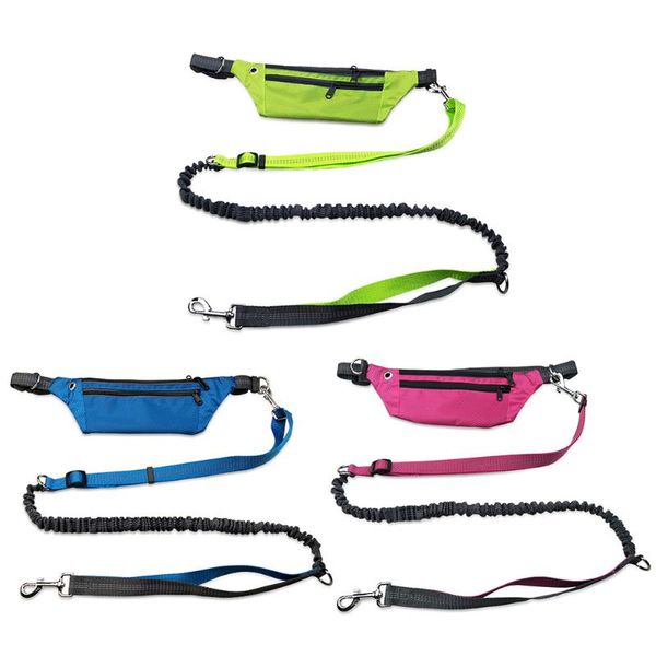

waist bag pet lead leash hands-dog running sport walking adjustable belt bags for collars & leashes