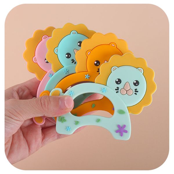 

5pcs cartoon cute little lions anfu pacifier diy teether accessories, newborn training chewing molar stick, food-grade silicone baby teethin
