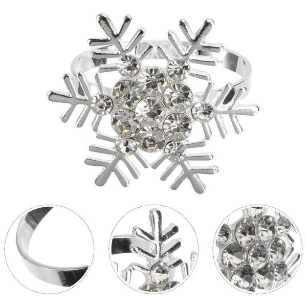 

napkin rings 6pcs silver snowflake design sparkling rhinestone buckles metal holders christmas dinning table setti