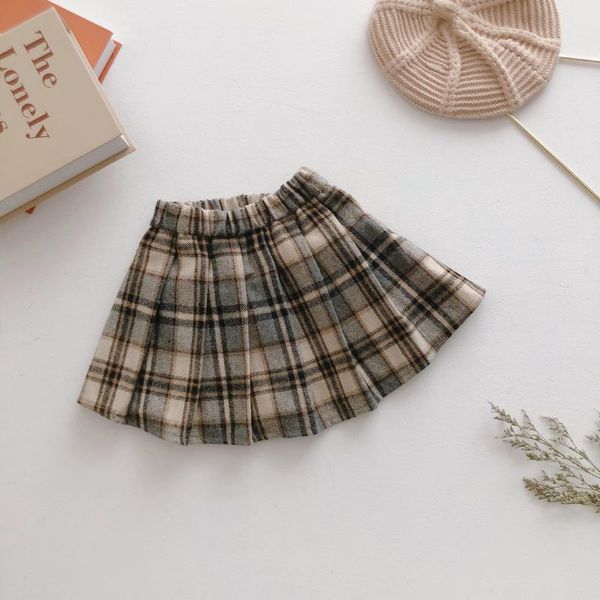 

skirts 2021 winter girl plaid kids children clothes, Blue