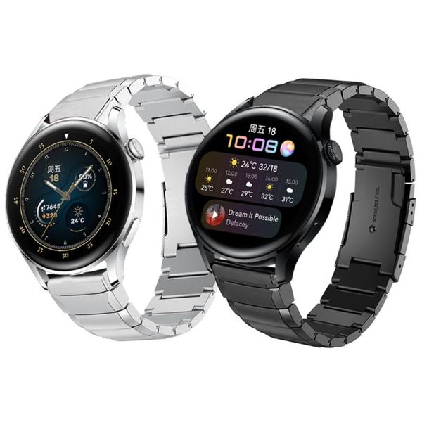 

watch bands metal strap for huawei 3 wristband watch3 gt 2e &gt2 42mm 46mm stainless steel bracelet watchbands, Black;brown