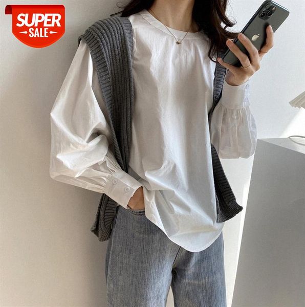 

korean miss sister ~ tao chuan zhi cun xi chu lantern sleeve solid color shirt female 521 #iv5j, Black;gray
