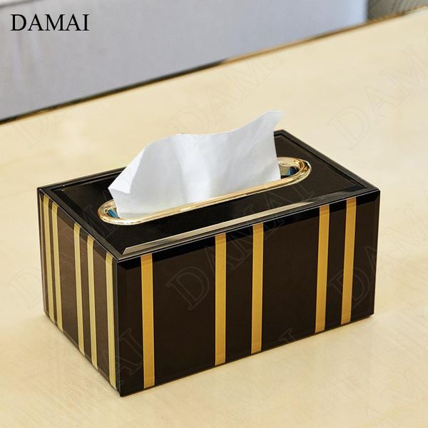 

tissue boxes & napkins creativity golden stripes nordic simple glass decorative wooden paper towel holder living room decoration ornaments