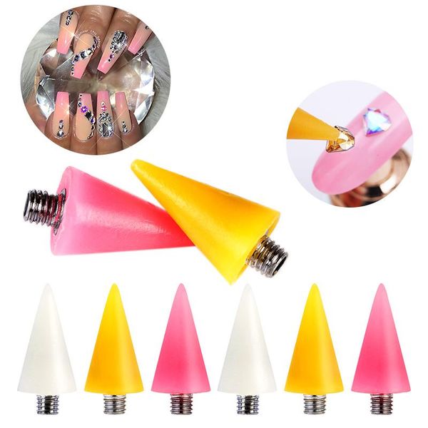 

dotting tools 1pc replaceable nail pen wax pencil head for rhinestones gems picker self-adhesive tips picking tool, Silver