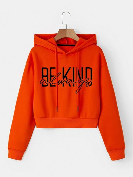 

slogan graphic crop drop shoulder drawstring hoodie u8ek#, White;black