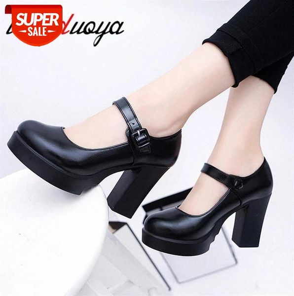 

female pumps women shoes thick heels platform black red women's ankle pump heel high scarpin feminino #nm0p