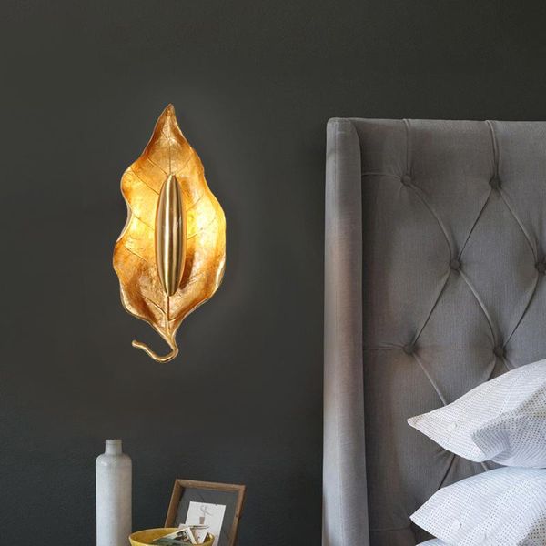 

bedroom decoration wall lights copper leaves wandlamp ac110v 220v handmade art crafts forliving room lamps