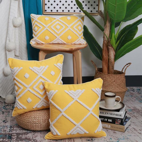 

cushion/decorative pillow nordic geometric throw cushion cover tufted embroidery plush pillowcover living room sofa outdoors home waist