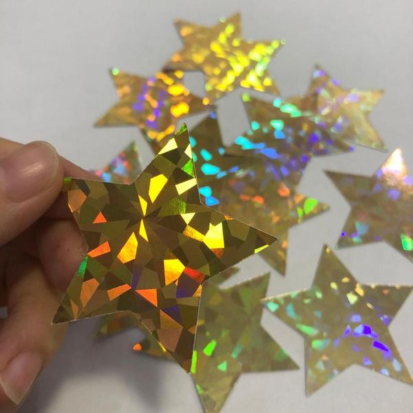 

gift wrap holographic star sticker die cuts gold diamond labels