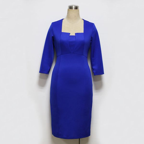 

factoryieig solid women's 4 square neck sleeve 3 / slim dress with buttocks and pencil skirt a1641, White;black