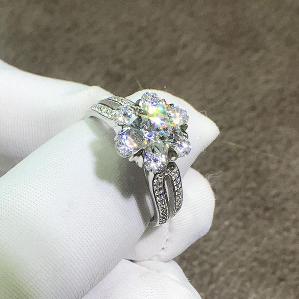 

wedding rings adjustable flower for women korean style clear zircon white gold color jewelry gift wholesale accessories kbr452, Slivery;golden