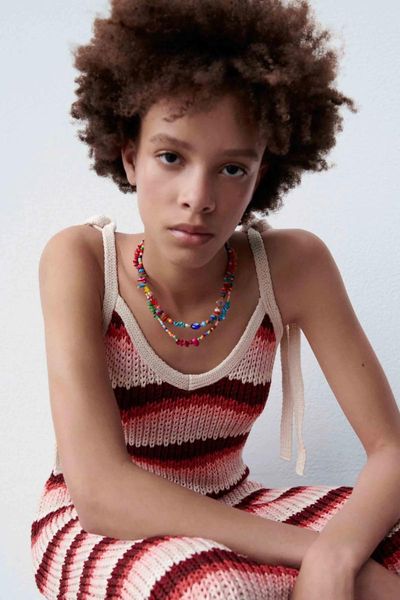 

chokers 2 pieces/set of handmade flower pearl natural gravel beaded necklace for women bohemian summer holiday party jewelry gift, Golden;silver