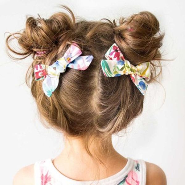 

30+ colors children baby bowknot hair accessories 2 pieces/pair floral bow clips plaid headwear, Slivery;white