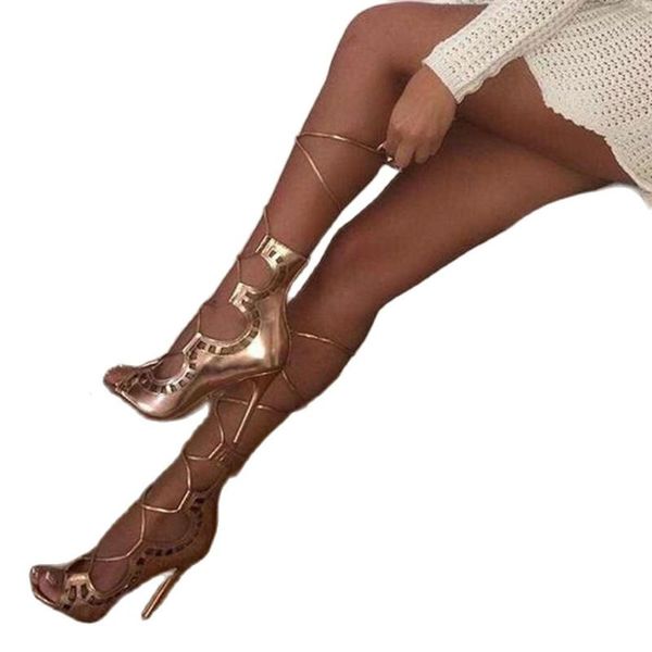 

sandals bling open toe cut-out high heels knee fashion summer ankle cross strap heel party sandal shoes, Black