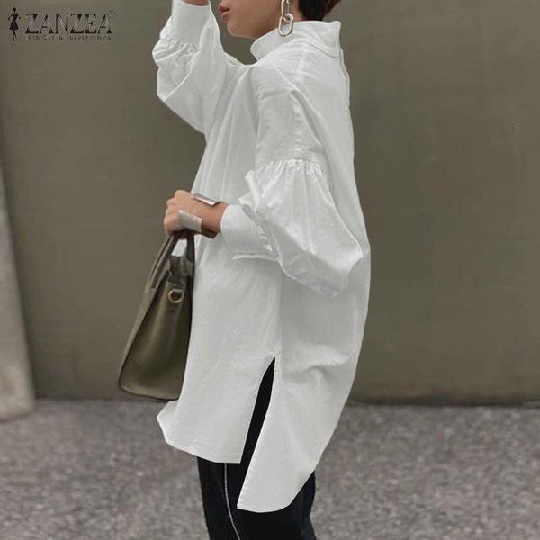 

women's blouses & shirts blouses fashion irregular spring casual puff sleeve blusas female turtleneck plus size solid w27k, White