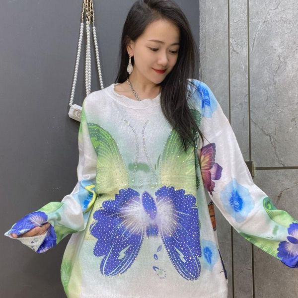 

women's sweaters autumn big size loose cartoon sweater winter o-neck sequins anime jumper long sleeve casual knitted wear, White;black
