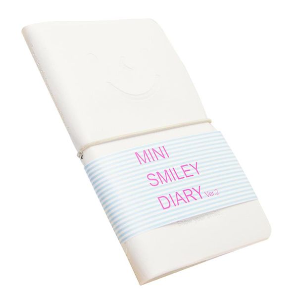 

memo charming portable mini smiling diary paper notebook leather shell (random color) notepads, Purple;pink