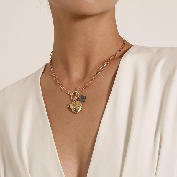 

chains heart necklace women butterfly necklaces woman letter pendant fashion charms girls party jewelry gold color trendy metal collier, Silver