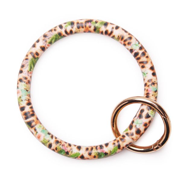 

factory wholesale big bracelet decoration popular multi-functional leopard cactus pu bracelet key ring