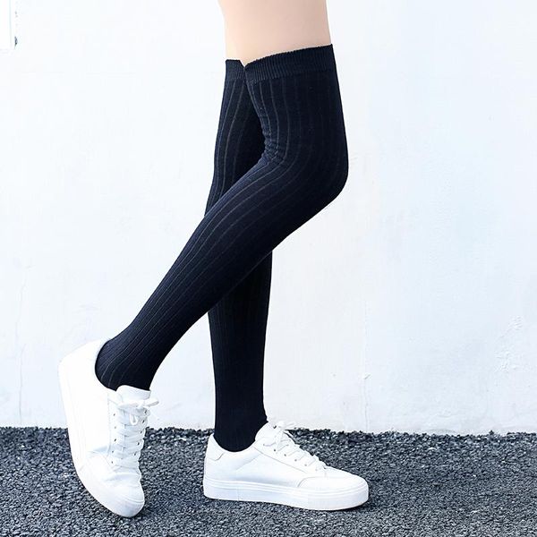 

sports socks women long black color tight slim cotton fit for ladies yoga pilates training over knee high