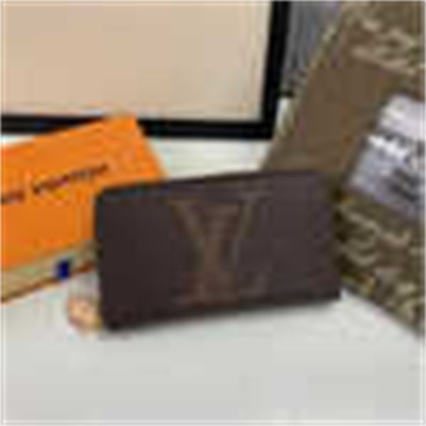 

card brand designer luxury m60017 zippy zipper wallet printed canvas zipper coin real leather long wallets chain wallet pouches key holders, Red;black