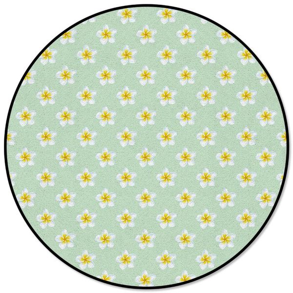 

carpets plumeria flower green round anti-slip carpet children bedroom rug living room mat computer chair pad