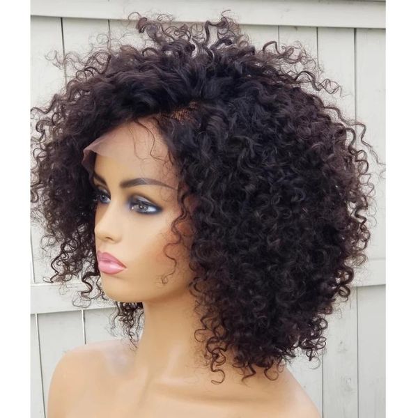 

180density 360 13x6 transparent lace front human hair wigs kinky curly full wig pre plucked natural hairline silk base, Black;brown
