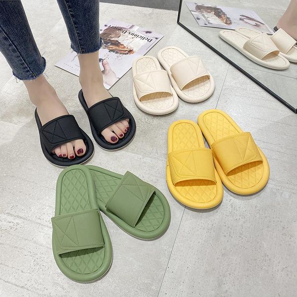 

slippers 2021 net red student flat bottom leisure one word summer wear out korean version ins home female, Black