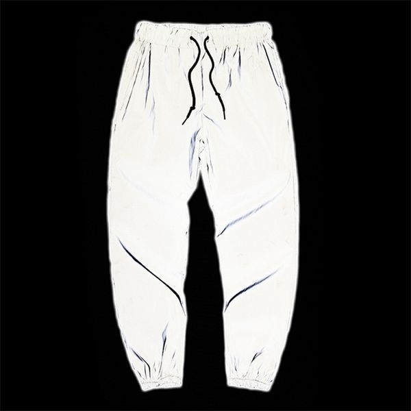 

reflective hip hop pants men joggers sweatpants 210715, Black