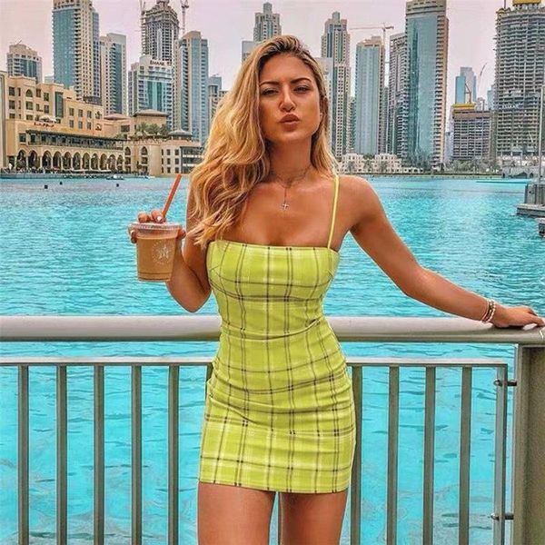 

casual dresses 2021 womens sleeveless bodycon holiday dress plaid strapless sundress ladies summer beach women vestidos, Black;gray