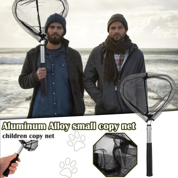 

fishing accessories portable aluminum alloy triangle retractable folding net hand dip casting tackle tank tools #y2