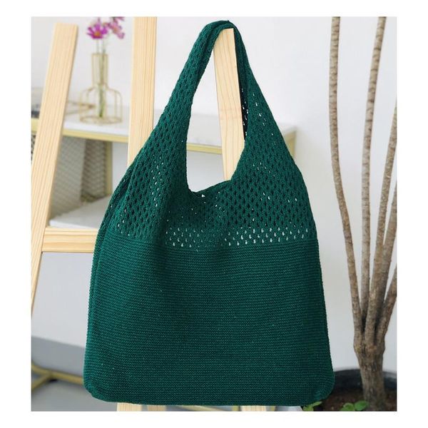 

evening bags solid color knitted mesh armpit shoulder bag handbag women classic slouchy hobo simple working lady affordable beach tote